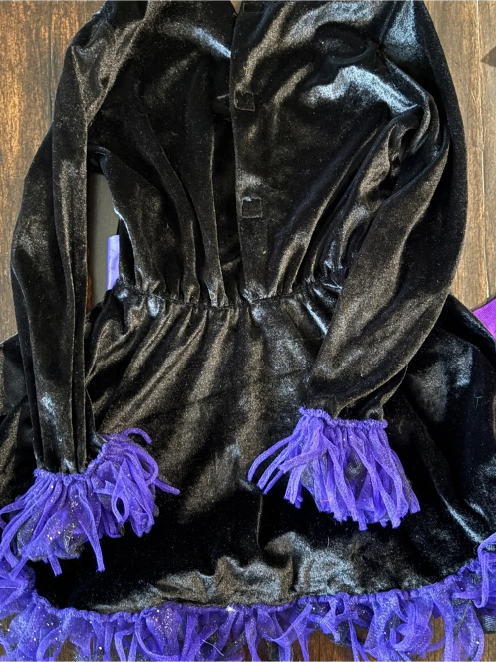 Girls Black and Purple Witch Halloween Costume 3 Piece Set - Picture 6 of 7